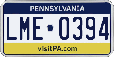 PA license plate LME0394