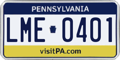 PA license plate LME0401