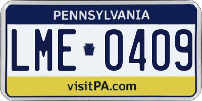 PA license plate LME0409