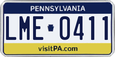 PA license plate LME0411