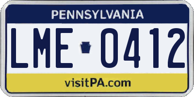 PA license plate LME0412