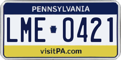 PA license plate LME0421