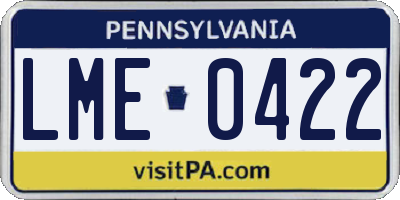 PA license plate LME0422