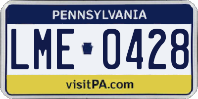 PA license plate LME0428