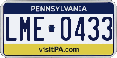 PA license plate LME0433