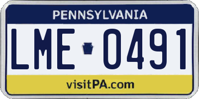 PA license plate LME0491