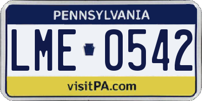 PA license plate LME0542