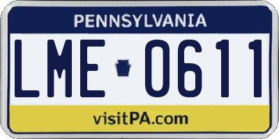 PA license plate LME0611