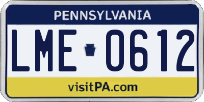 PA license plate LME0612