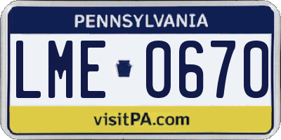 PA license plate LME0670