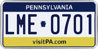 PA license plate LME0701