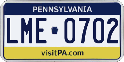 PA license plate LME0702