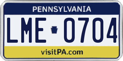 PA license plate LME0704