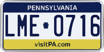 PA license plate LME0716