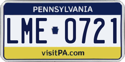 PA license plate LME0721