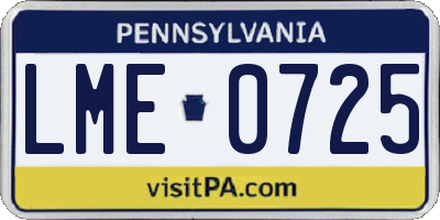 PA license plate LME0725