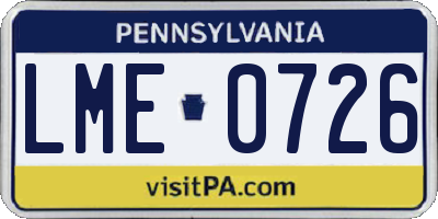 PA license plate LME0726