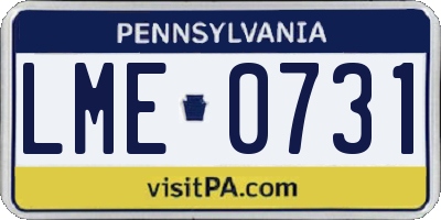 PA license plate LME0731