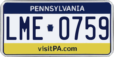 PA license plate LME0759