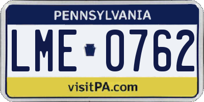 PA license plate LME0762