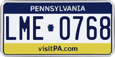 PA license plate LME0768
