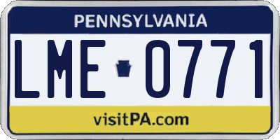 PA license plate LME0771