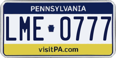 PA license plate LME0777