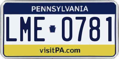 PA license plate LME0781