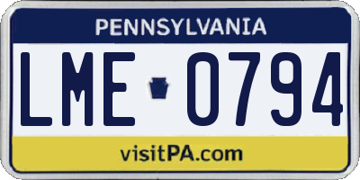 PA license plate LME0794