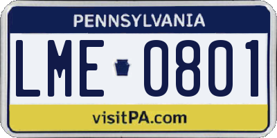 PA license plate LME0801