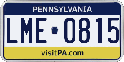 PA license plate LME0815