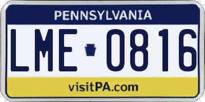 PA license plate LME0816