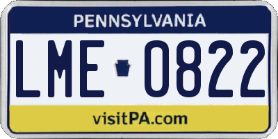PA license plate LME0822