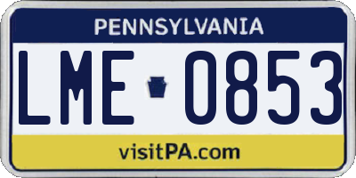 PA license plate LME0853