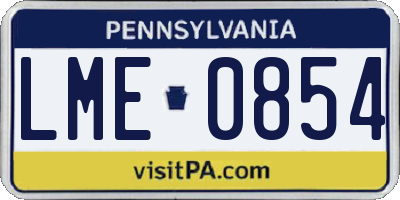 PA license plate LME0854