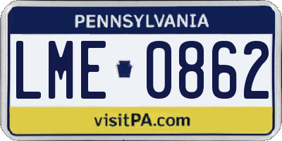 PA license plate LME0862