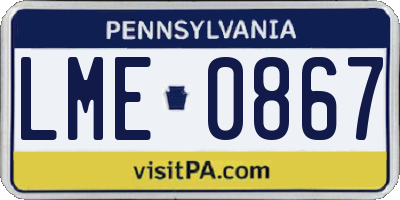 PA license plate LME0867