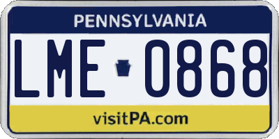 PA license plate LME0868