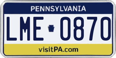 PA license plate LME0870
