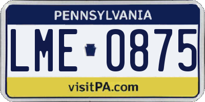PA license plate LME0875