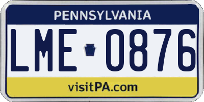 PA license plate LME0876