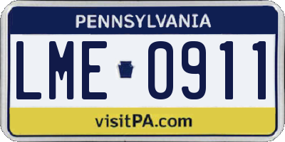 PA license plate LME0911