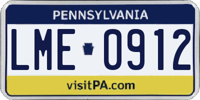 PA license plate LME0912