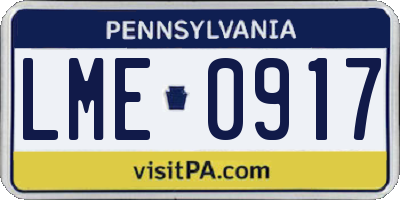 PA license plate LME0917