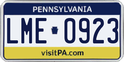 PA license plate LME0923