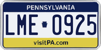 PA license plate LME0925