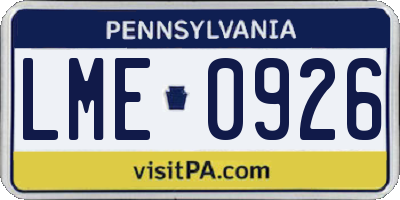 PA license plate LME0926