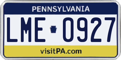 PA license plate LME0927