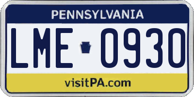 PA license plate LME0930
