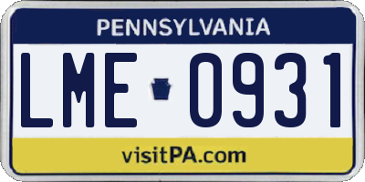 PA license plate LME0931